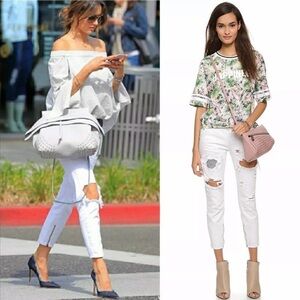 One Teaspoon Jeans White Trashed Free Birds 29 Skinny Zip Ankle Distressed Patch